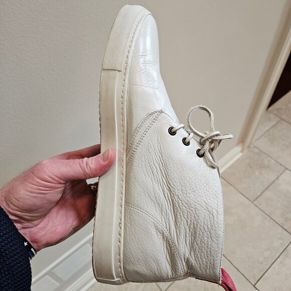 Del Toro Men's Leather Hi Top Sneakers / Ankle Boots, White, Sz 13 - Picture 12 of 16